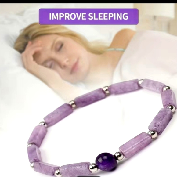 Amethyst UNISEX Natural Stone Bracelet For Healing Improves Sleep NWT - Picture 2 of 5